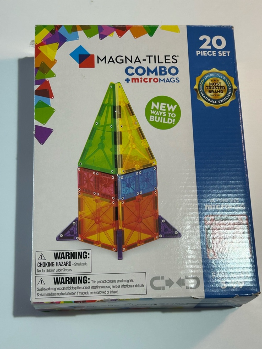 MAGNA-TILES Combo MicroMAGS 20 piece building magnetic block tiles